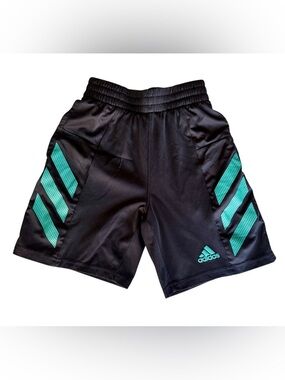 Boys adidas Black Shorts with Teal Accent Stripes